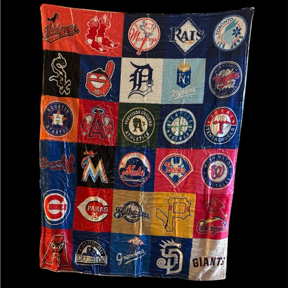 Pokemon Red and Blue Baseball Team Logo Throw Blanket